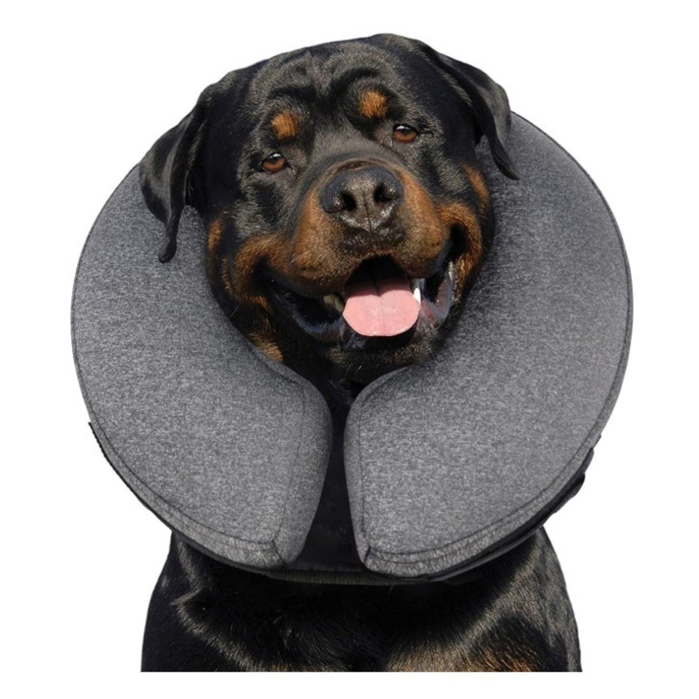 MIDOG Inflatable XL Dog Neck Donut Collar After Surgery Soft Gray Neck 21"-24"